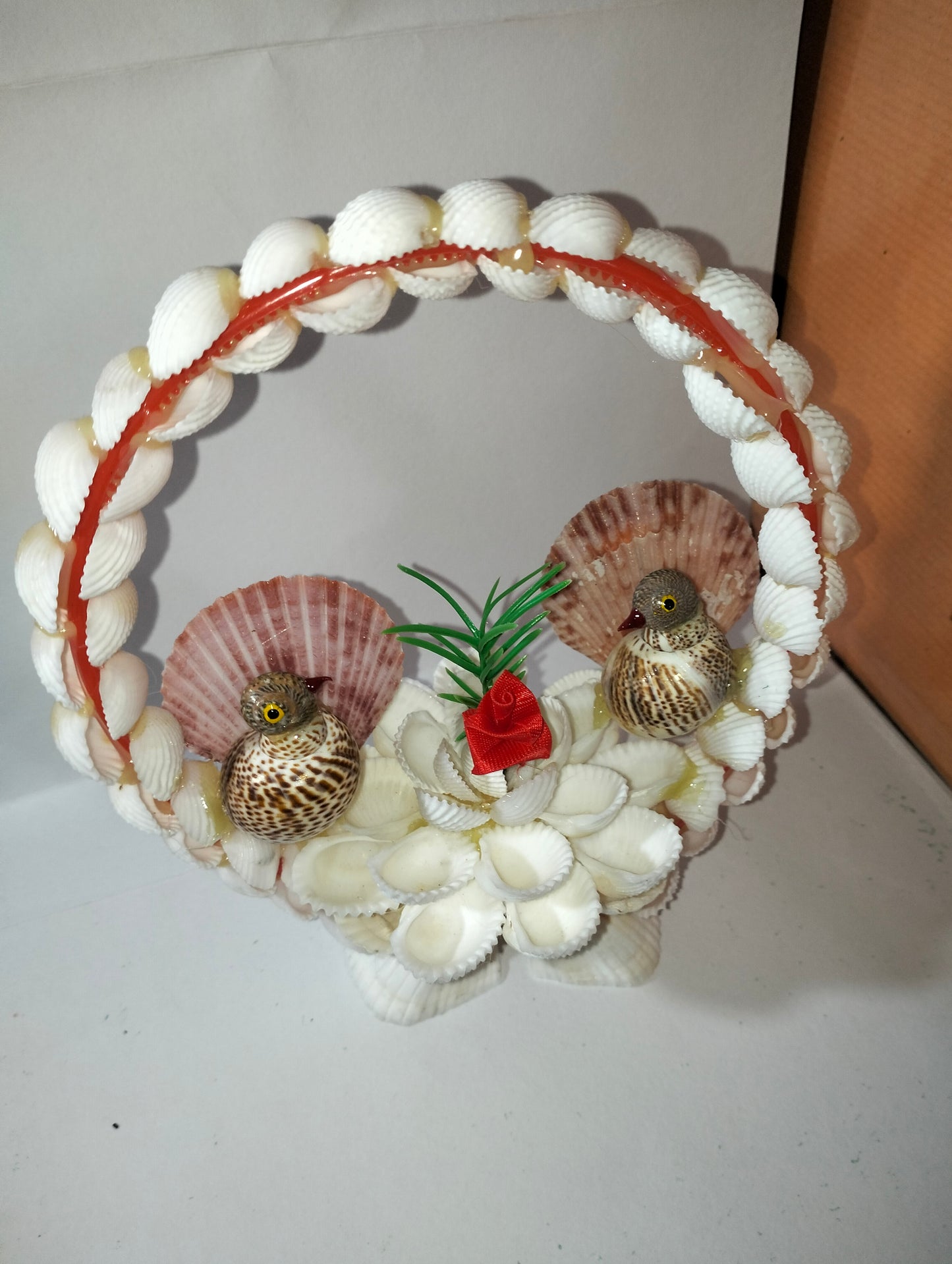 Seashell Bird Basket Showpiece