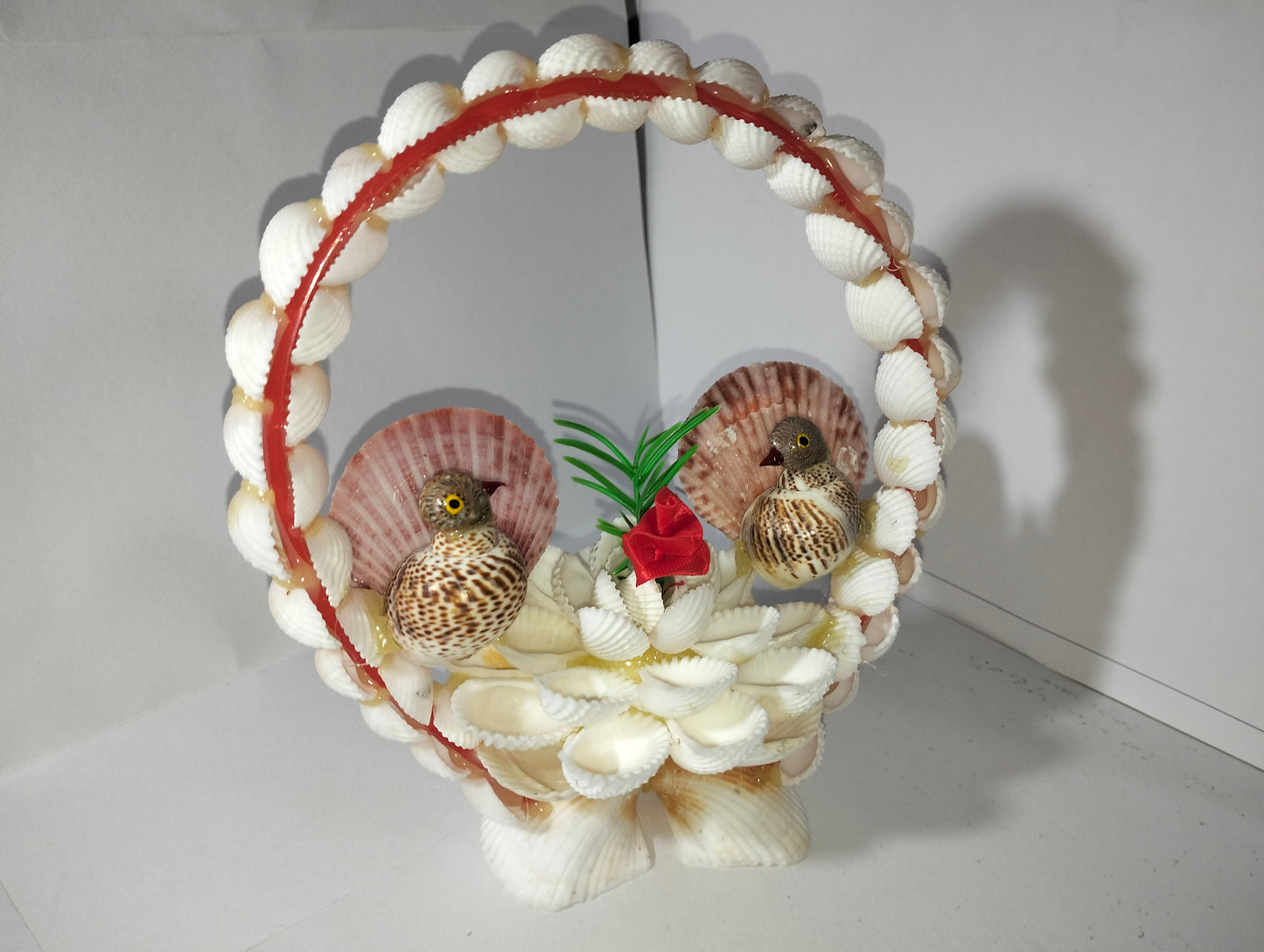 Seashell Bird Basket Showpiece