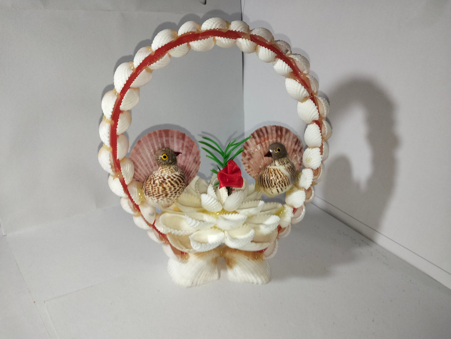 Seashell Bird Basket Showpiece